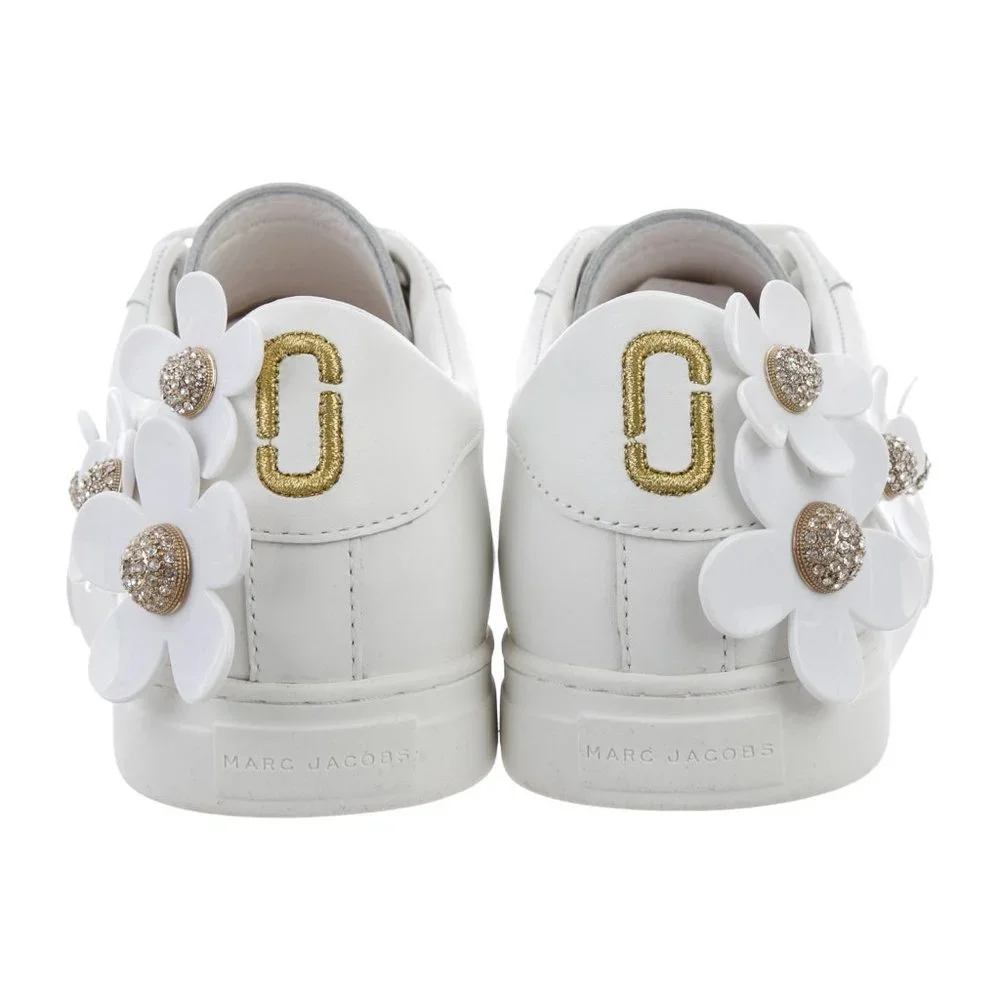 Marc Jacobs Women's Slip On White Leather Embellished Daisy Sneakers Sz 37 7